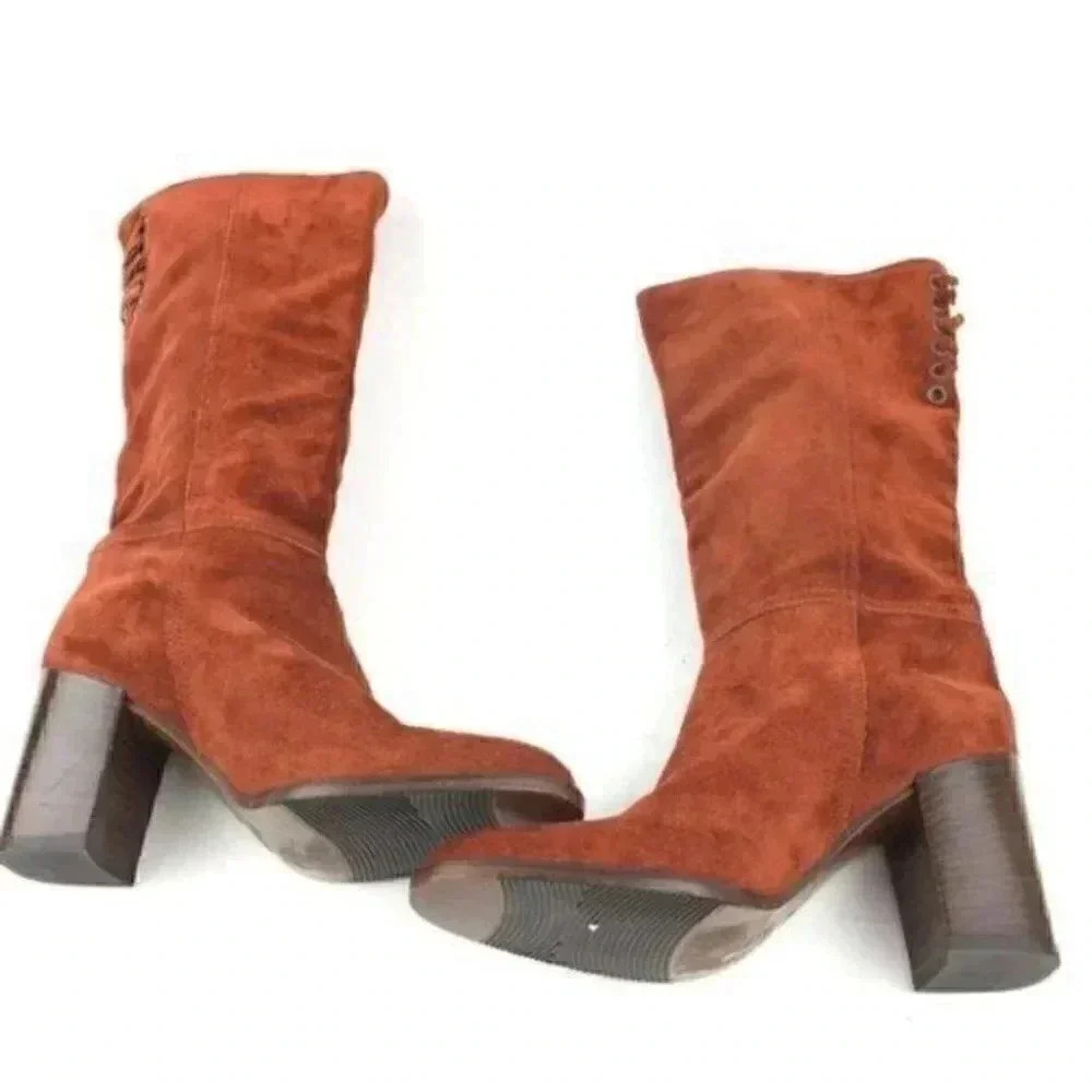 New Coach Mid Calf Boots Sz 5.5 Coty Italian Suede - Picture 6 of 8